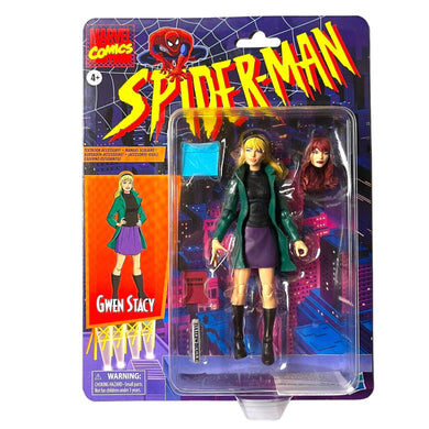 Marvel Legends Retro Spider-Man Gwen Stacy 6-inch Figure Bonus Mary Jane Head
