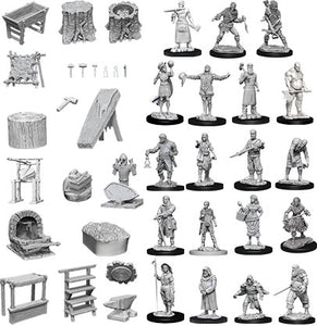 WizKids Deep Cuts Unpainted Miniatures: W8 Townspeople & Accessories - Linebreakers