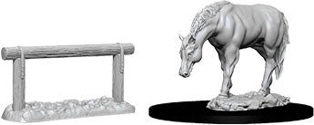 WizKids Deep Cuts Unpainted Miniatures: W10 Horse & Hitch - Linebreakers
