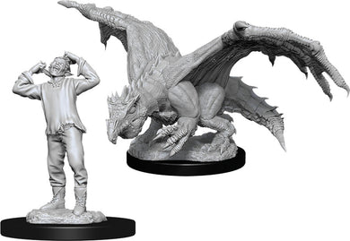 Dungeons & Dragons Nolzur`s Marvelous Unpainted Miniatures: W11 Green Dragon Wyrmling & Afflicted Elf - Linebreakers