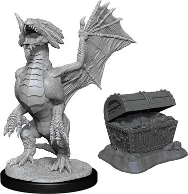 Dungeons & Dragons Nolzur`s Marvelous Unpainted Miniatures: W13 Bronze Dragon Wyrmling & Pile of Sea found Treasure - Linebreakers