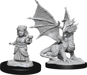 Dungeons & Dragons Nolzur`s Marvelous Unpainted Miniatures: W13 Silver Dragon Wyrmling & Female Halfling - Linebreakers