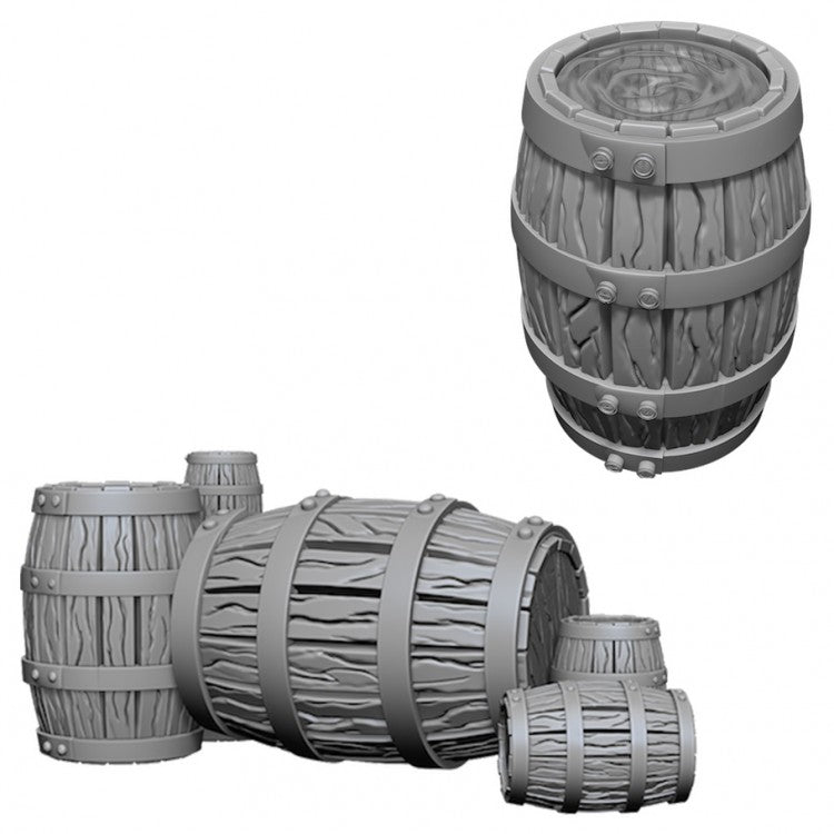 WizKids Deep Cuts Unpainted Miniatures: W5 Barrel & Pile of Barrels - Linebreakers